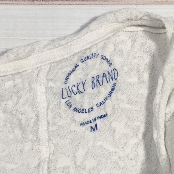 LUCKY BRAND Embroidered Flag T Shirt Size M - Picture 3 of 6